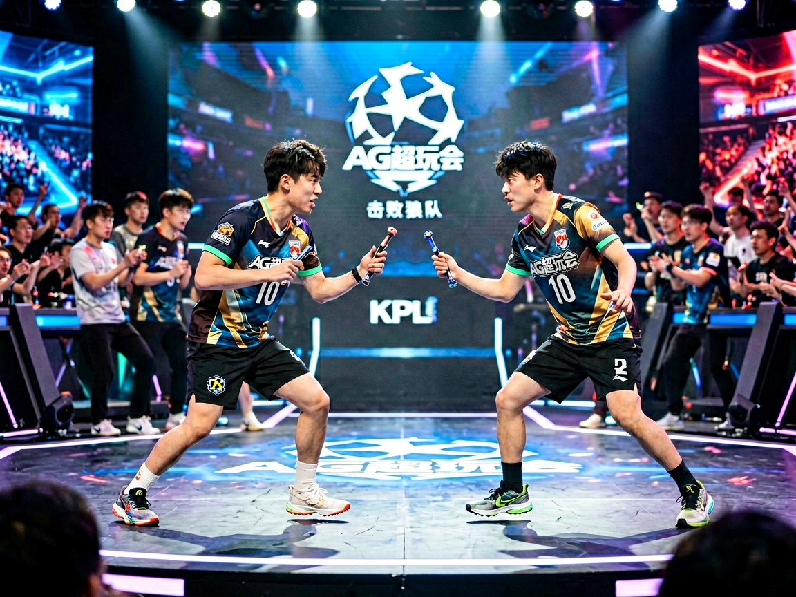 电竞比赛现场:KPL职业联赛选手在舞台上激烈对战